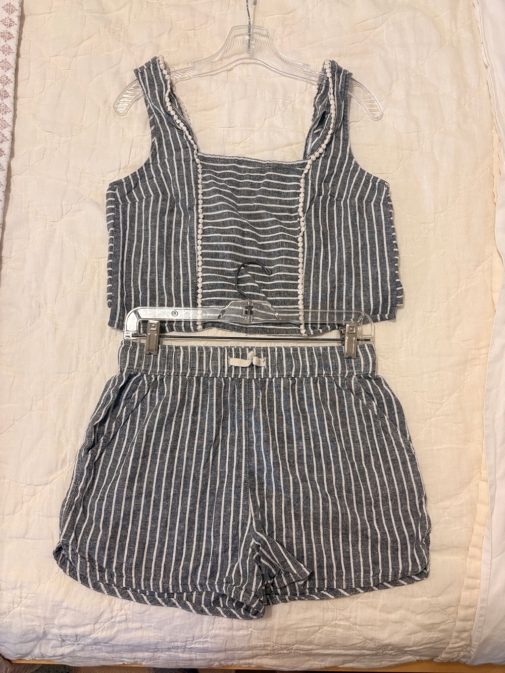 Marine Layer Grey & White Striped Two-Piece Set